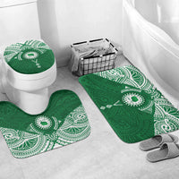 Personalised Cook Islands Rarotonga Bathroom Set Map With Kuki Airani Manta Ray Tattoo LT14 Mat Set Only (3 pcs) One Size Green - Polynesian Pride