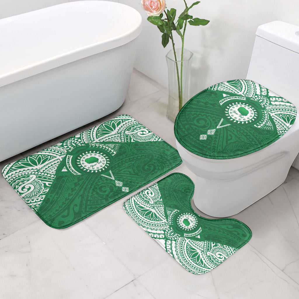 Personalised Cook Islands Rarotonga Bathroom Set Map With Kuki Airani Manta Ray Tattoo LT14 - Polynesian Pride