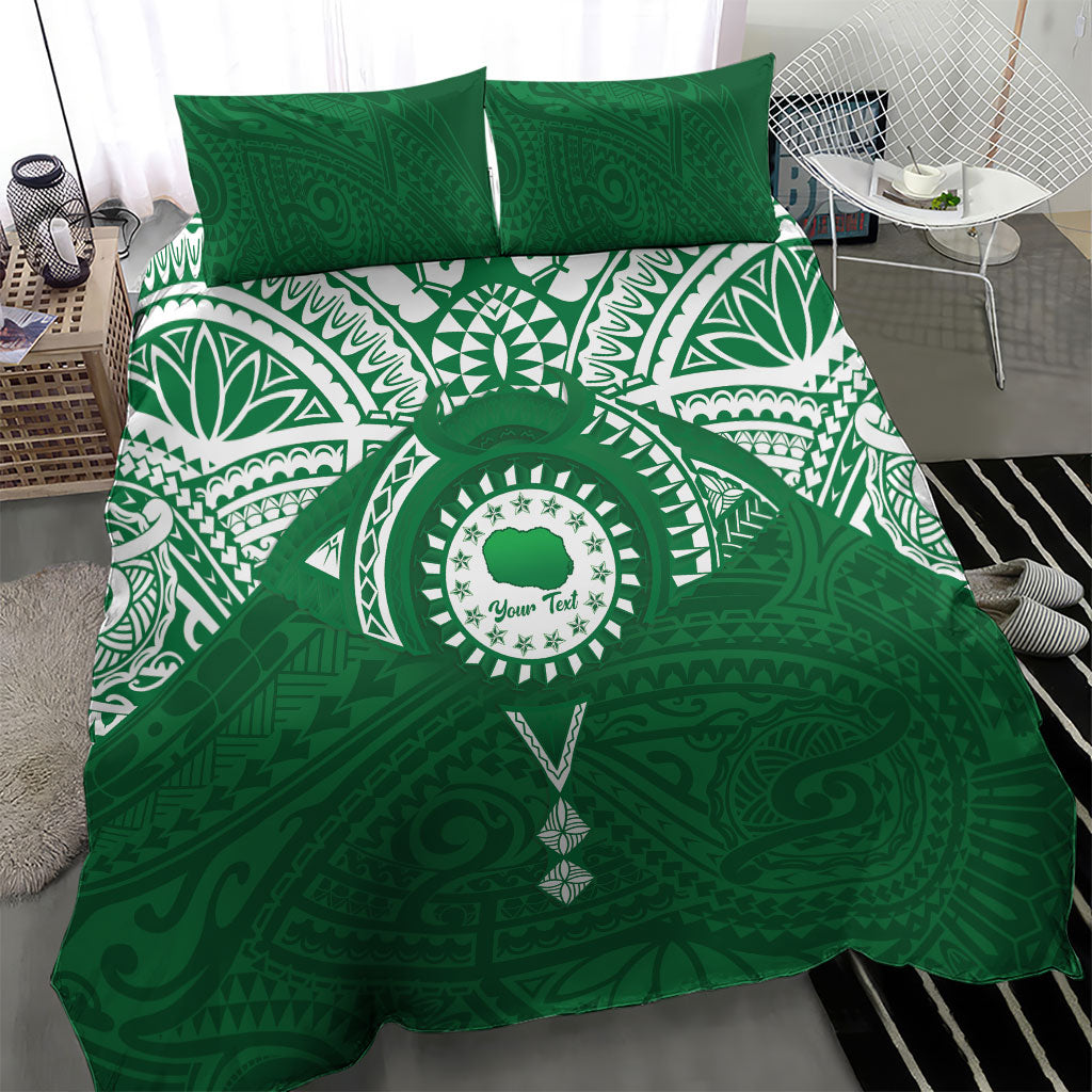 Personalised Cook Islands Rarotonga Bedding Set Map With Kuki Airani Manta Ray Tattoo LT14 - Polynesian Pride