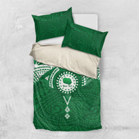 Personalised Cook Islands Rarotonga Bedding Set Map With Kuki Airani Manta Ray Tattoo LT14 US Twin 172cm x 218cm Green - Polynesian Pride