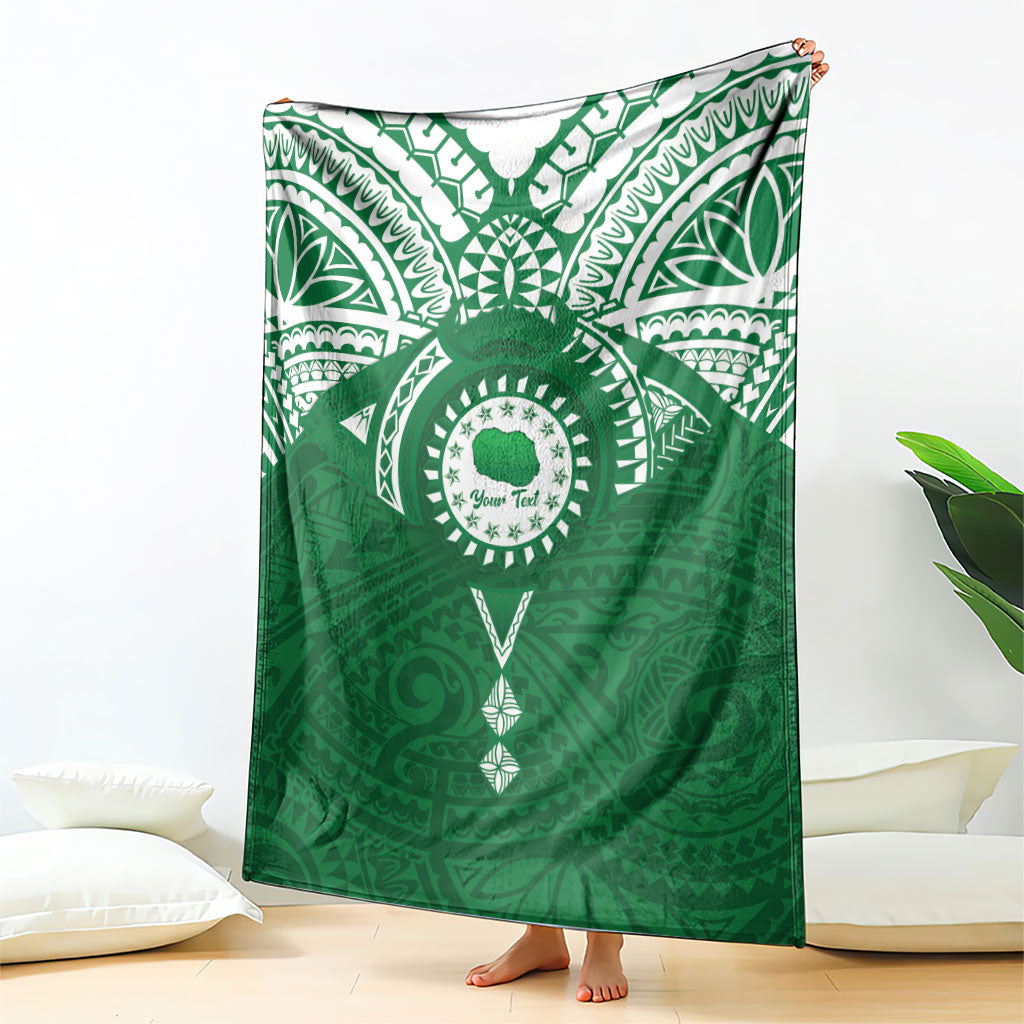 Personalised Cook Islands Rarotonga Blanket Map With Kuki Airani Manta Ray Tattoo LT14 - Polynesian Pride