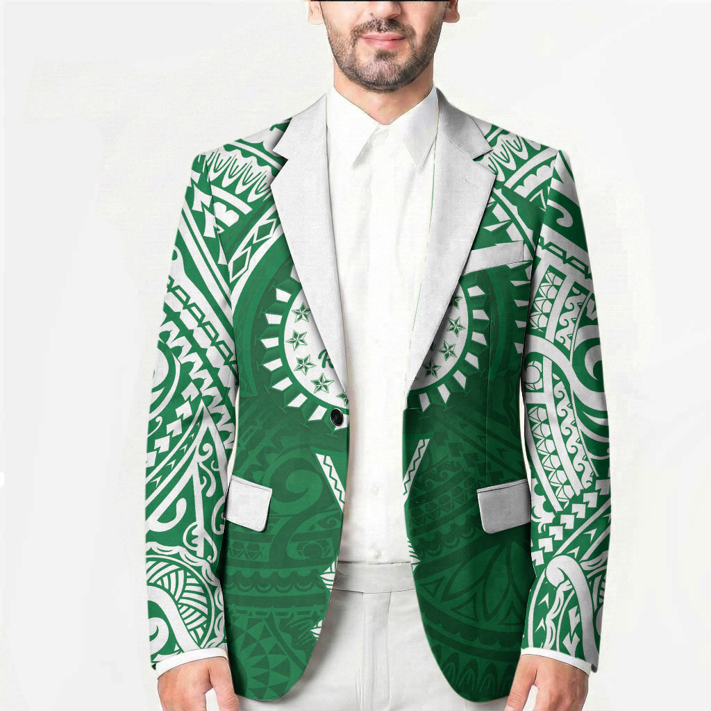 Personalised Cook Islands Rarotonga Blazer Map With Kuki Airani Manta Ray Tattoo LT14 - Polynesian Pride