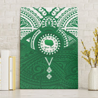 Personalised Cook Islands Rarotonga Canvas Wall Art Map With Kuki Airani Manta Ray Tattoo LT14 Without Frame Green - Polynesian Pride