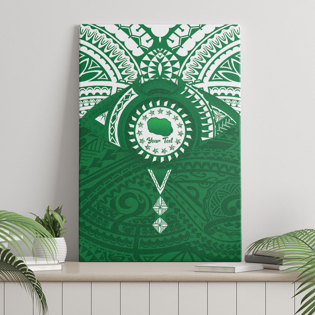 Personalised Cook Islands Rarotonga Canvas Wall Art Map With Kuki Airani Manta Ray Tattoo LT14 - Polynesian Pride
