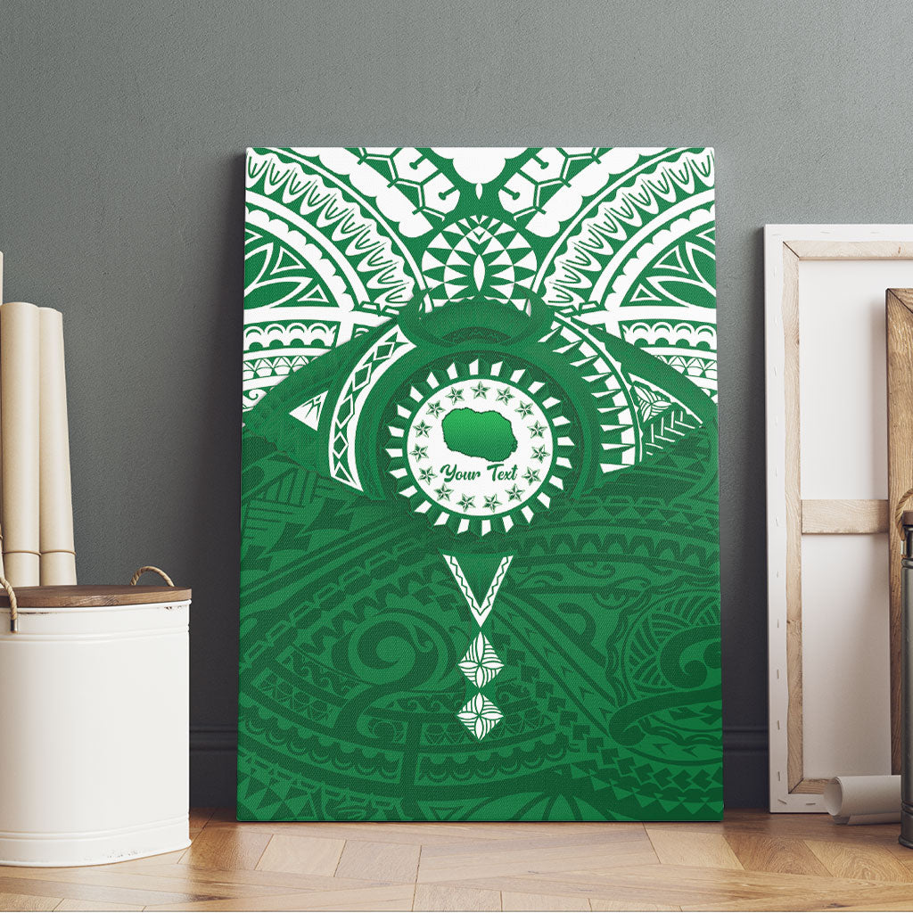 Personalised Cook Islands Rarotonga Canvas Wall Art Map With Kuki Airani Manta Ray Tattoo LT14 - Polynesian Pride