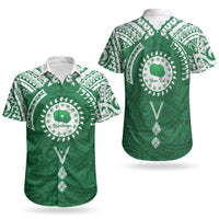 Personalised Cook Islands Rarotonga Couples Matching Puletasi and Hawaiian Shirt Map With Kuki Airani Manta Ray Tattoo LT14 - Polynesian Pride