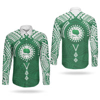 Personalised Cook Islands Rarotonga Couples Matching Summer Maxi Dress and Long Sleeve Button Shirt Map With Kuki Airani Manta Ray Tattoo LT14 - Polynesian Pride