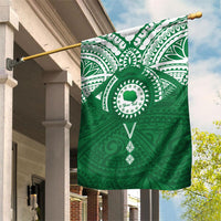Personalised Cook Islands Rarotonga Garden Flag Map With Kuki Airani Manta Ray Tattoo LT14 House Flag Green - Polynesian Pride