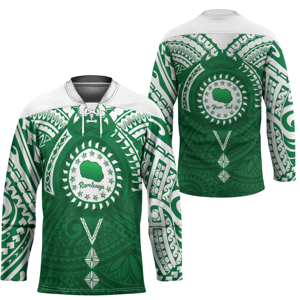 Personalised Cook Islands Rarotonga Hockey Jersey Map With Kuki Airani Manta Ray Tattoo LT14 - Polynesian Pride