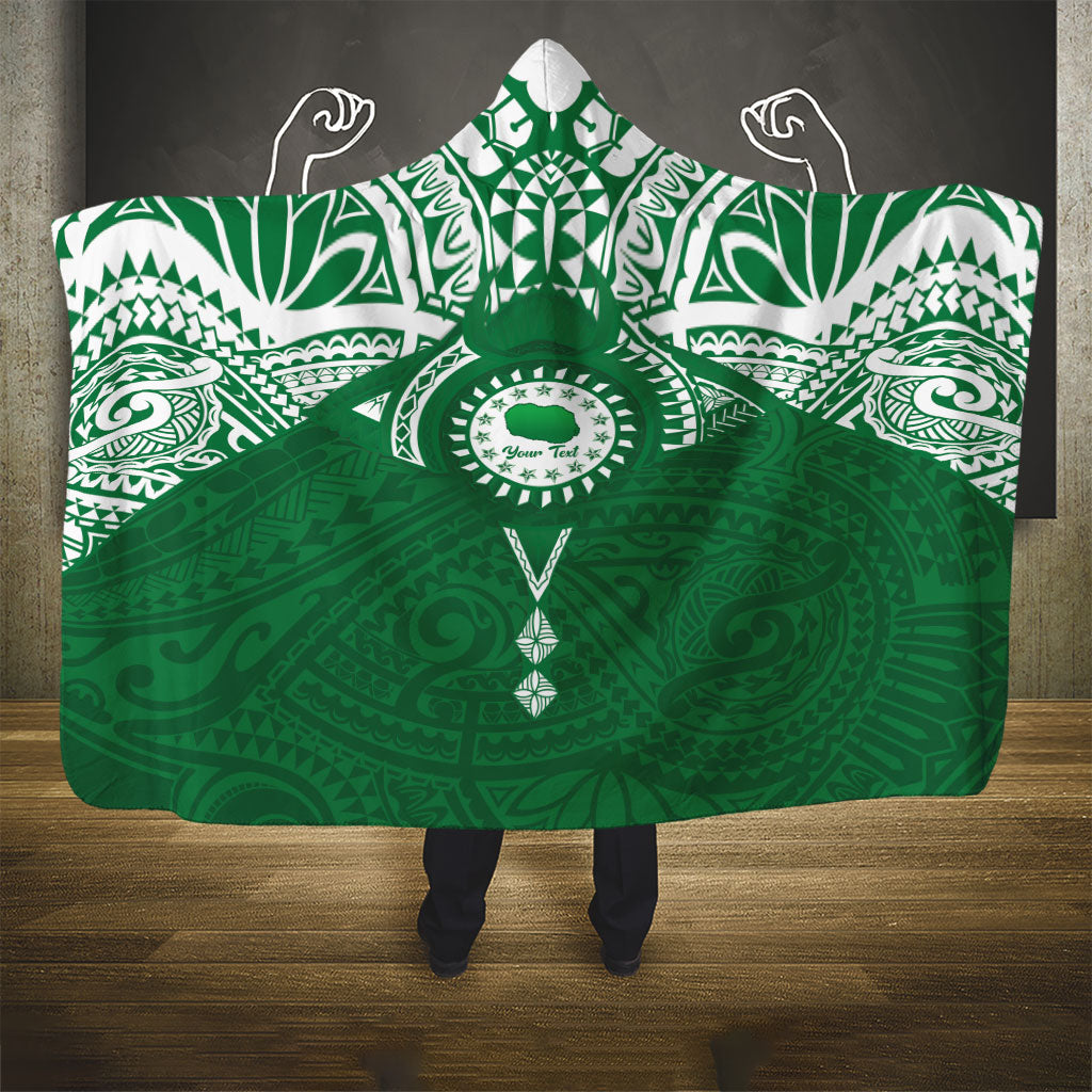 Personalised Cook Islands Rarotonga Hooded Blanket Map With Kuki Airani Manta Ray Tattoo LT14 - Polynesian Pride