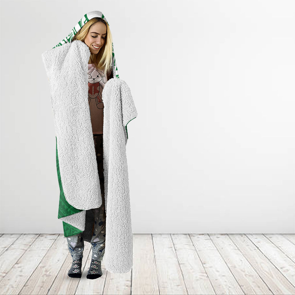 Personalised Cook Islands Rarotonga Hooded Blanket Map With Kuki Airani Manta Ray Tattoo LT14 - Polynesian Pride