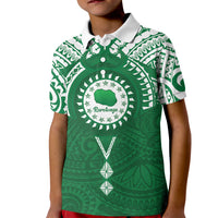 Personalised Cook Islands Rarotonga Kid Polo Shirt Map With Kuki Airani Manta Ray Tattoo LT14 Kid Green - Polynesian Pride