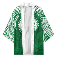 Personalised Cook Islands Rarotonga Kimono Map With Kuki Airani Manta Ray Tattoo LT14 Unisex Green - Polynesian Pride
