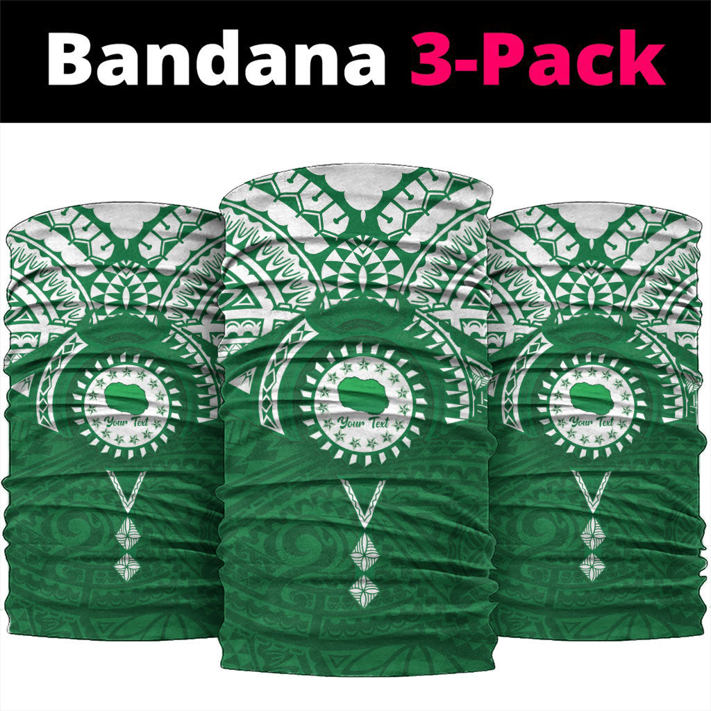 Personalised Cook Islands Rarotonga Neck Gaiter Map With Kuki Airani Manta Ray Tattoo LT14 package One Size: 25*50cm Green - Polynesian Pride