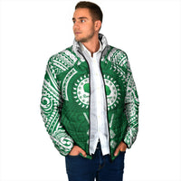 Personalised Cook Islands Rarotonga Padded Jacket Map With Kuki Airani Manta Ray Tattoo LT14 - Polynesian Pride
