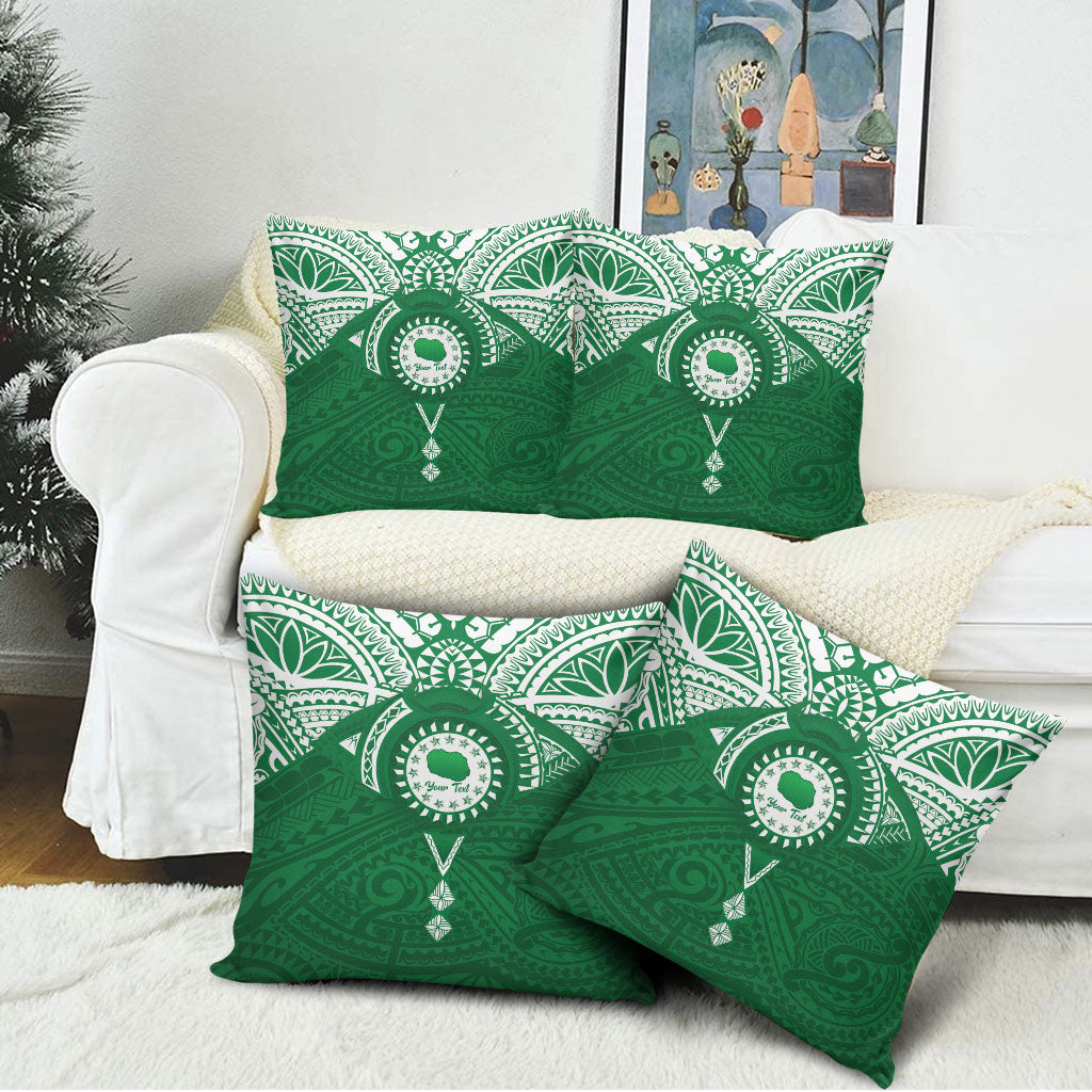 Personalised Cook Islands Rarotonga Pillow Cover Map With Kuki Airani Manta Ray Tattoo LT14 - Polynesian Pride