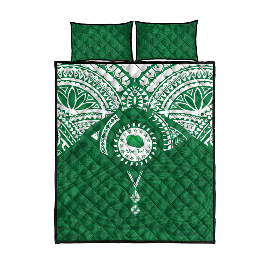 Personalised Cook Islands Rarotonga Quilt Bed Set Map With Kuki Airani Manta Ray Tattoo LT14 - Polynesian Pride