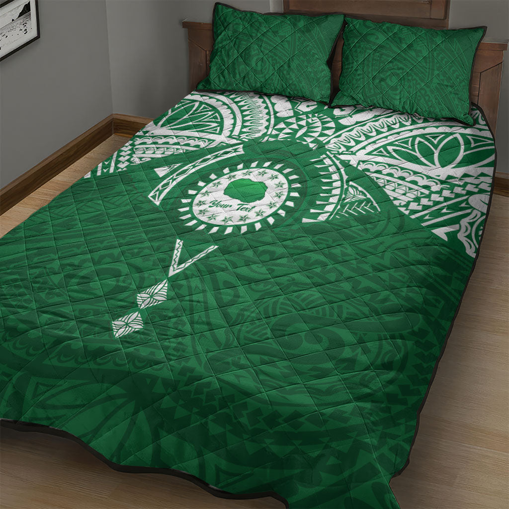 Personalised Cook Islands Rarotonga Quilt Bed Set Map With Kuki Airani Manta Ray Tattoo LT14 - Polynesian Pride