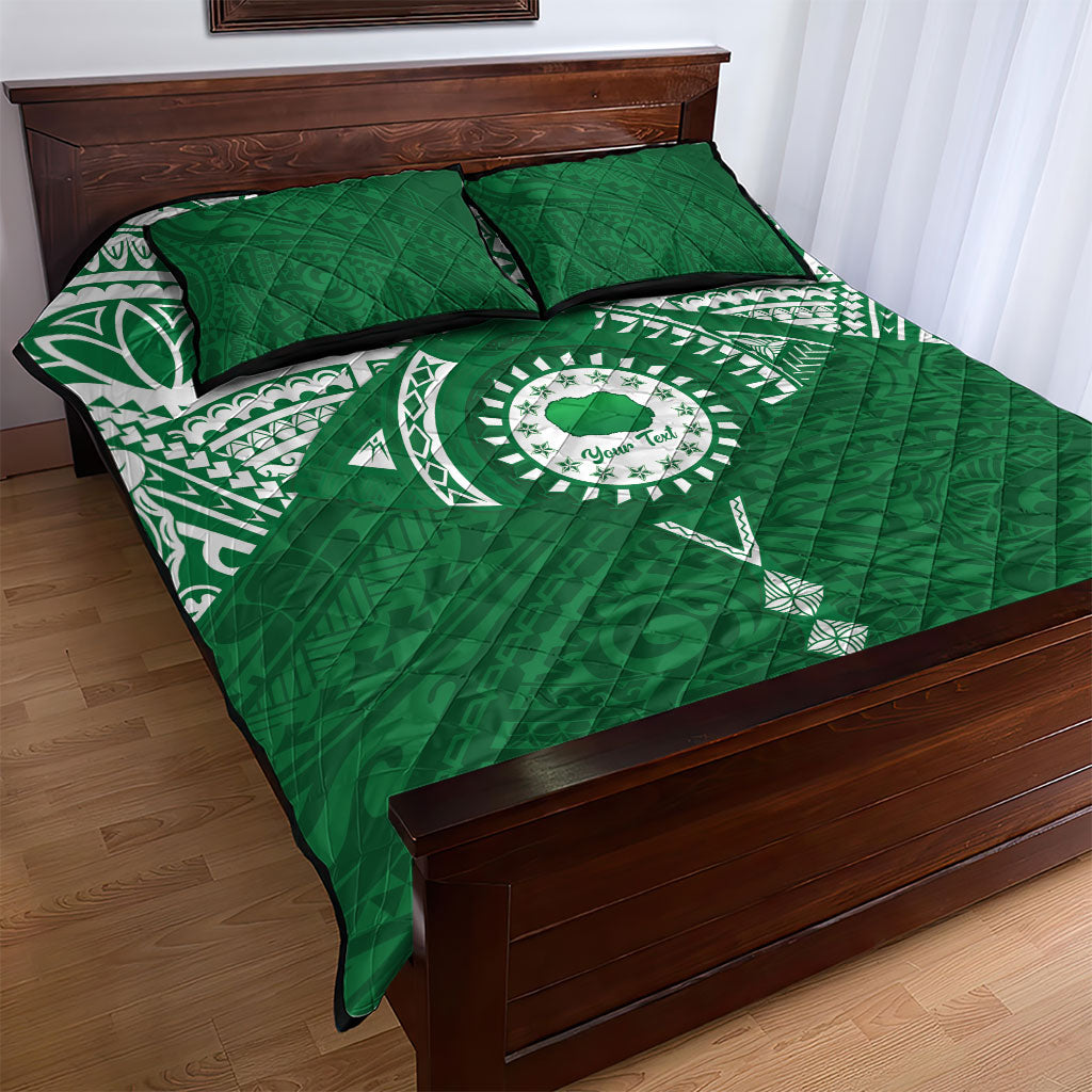 Personalised Cook Islands Rarotonga Quilt Bed Set Map With Kuki Airani Manta Ray Tattoo LT14 - Polynesian Pride