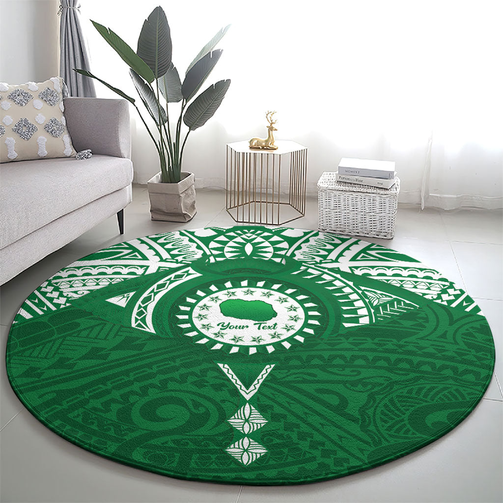 Personalised Cook Islands Rarotonga Round Carpet Map With Kuki Airani Manta Ray Tattoo LT14 - Polynesian Pride