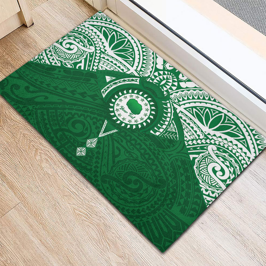 Personalised Cook Islands Rarotonga Rubber Doormat Map With Kuki Airani Manta Ray Tattoo LT14 - Polynesian Pride