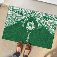 Personalised Cook Islands Rarotonga Rubber Doormat Map With Kuki Airani Manta Ray Tattoo LT14 - Polynesian Pride