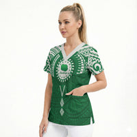 Personalised Cook Islands Rarotonga Scrub Top Map With Kuki Airani Manta Ray Tattoo LT14 - Polynesian Pride