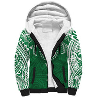 Personalised Cook Islands Rarotonga Sherpa Hoodie Map With Kuki Airani Manta Ray Tattoo LT14 Unisex Green - Polynesian Pride