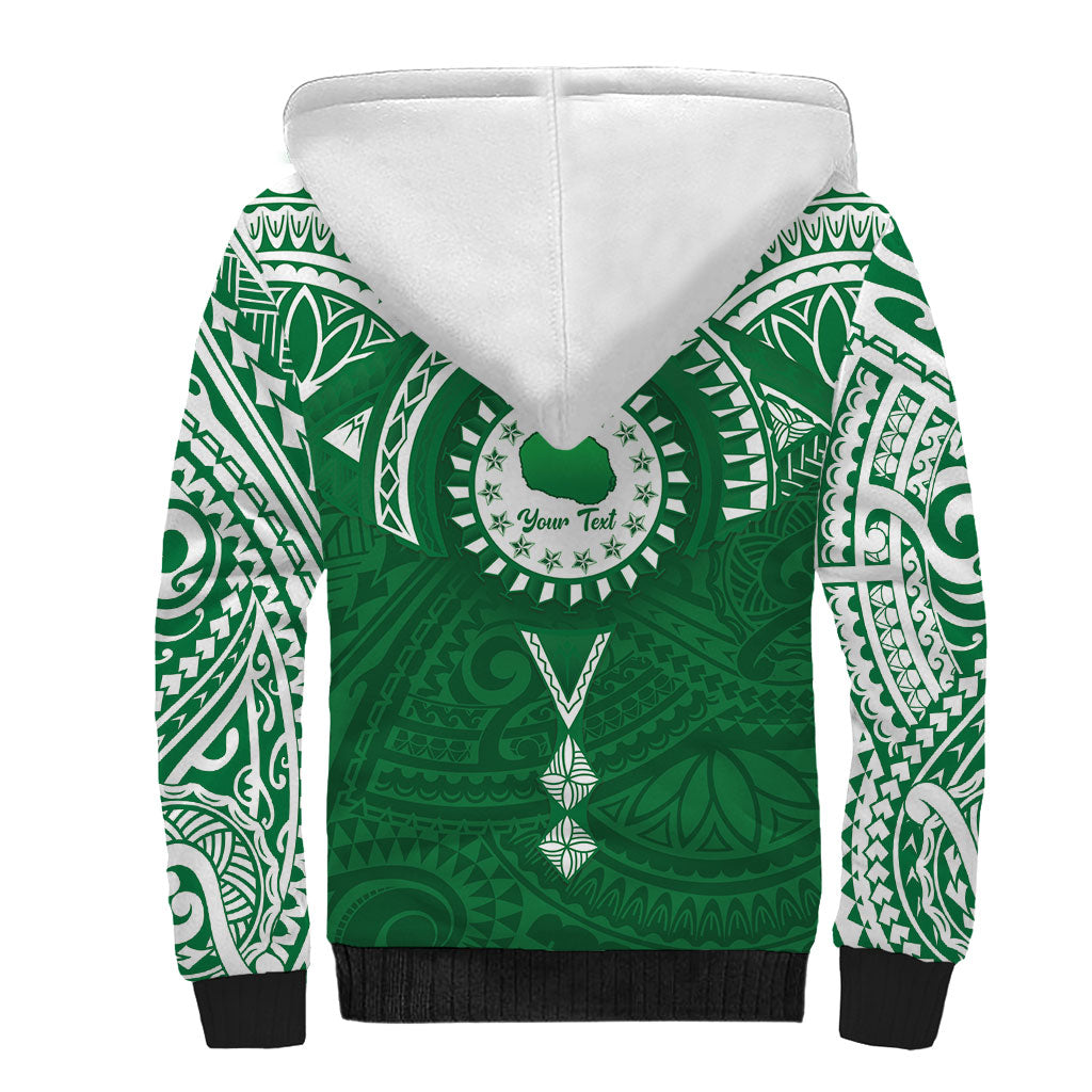 Personalised Cook Islands Rarotonga Sherpa Hoodie Map With Kuki Airani Manta Ray Tattoo LT14 - Polynesian Pride