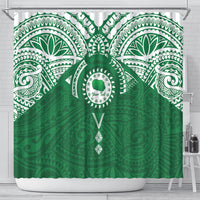 Personalised Cook Islands Rarotonga Shower Curtain Map With Kuki Airani Manta Ray Tattoo LT14 - Polynesian Pride