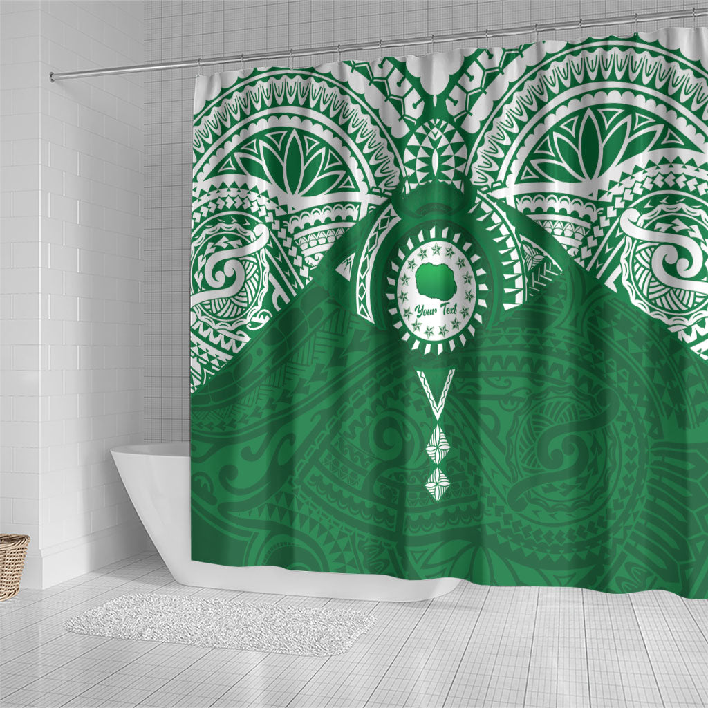 Personalised Cook Islands Rarotonga Shower Curtain Map With Kuki Airani Manta Ray Tattoo LT14 - Polynesian Pride