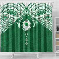 Personalised Cook Islands Rarotonga Shower Curtain Map With Kuki Airani Manta Ray Tattoo LT14 - Polynesian Pride