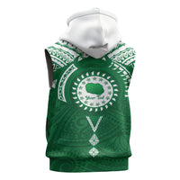 Personalised Cook Islands Rarotonga Sleeveless Hoodie Map With Kuki Airani Manta Ray Tattoo LT14 - Polynesian Pride