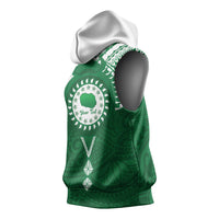 Personalised Cook Islands Rarotonga Sleeveless Hoodie Map With Kuki Airani Manta Ray Tattoo LT14 - Polynesian Pride