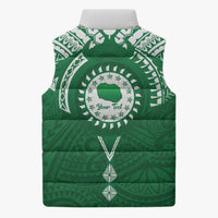 Personalised Cook Islands Rarotonga Sleeveless Puffer Jacket Map With Kuki Airani Manta Ray Tattoo LT14 - Polynesian Pride