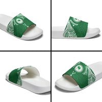 Personalised Cook Islands Rarotonga Slide Sandals Map With Kuki Airani Manta Ray Tattoo LT14 - Polynesian Pride