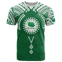 Personalised Cook Islands Rarotonga T Shirt Map With Kuki Airani Manta Ray Tattoo LT14 Green - Polynesian Pride
