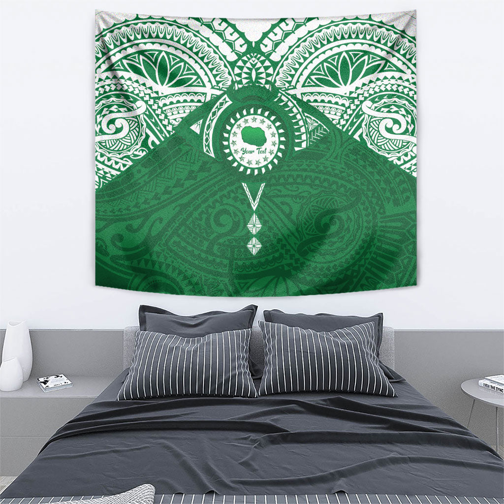 Personalised Cook Islands Rarotonga Tapestry Map With Kuki Airani Manta Ray Tattoo LT14 - Polynesian Pride
