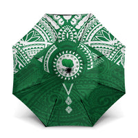 Personalised Cook Islands Rarotonga Umbrella Map With Kuki Airani Manta Ray Tattoo LT14 One Size Folded 11.42 inch Opened Diameter 37.4 inch Green - Polynesian Pride