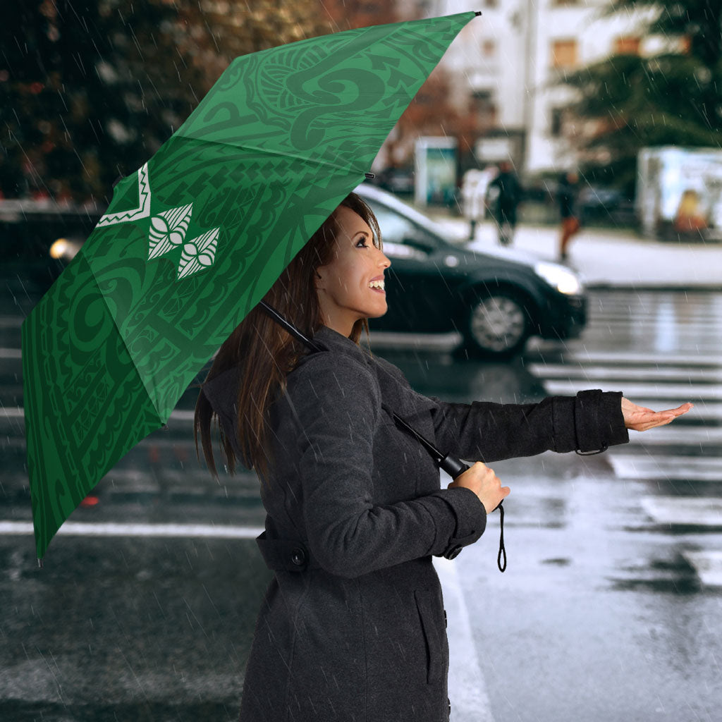 Personalised Cook Islands Rarotonga Umbrella Map With Kuki Airani Manta Ray Tattoo LT14 - Polynesian Pride