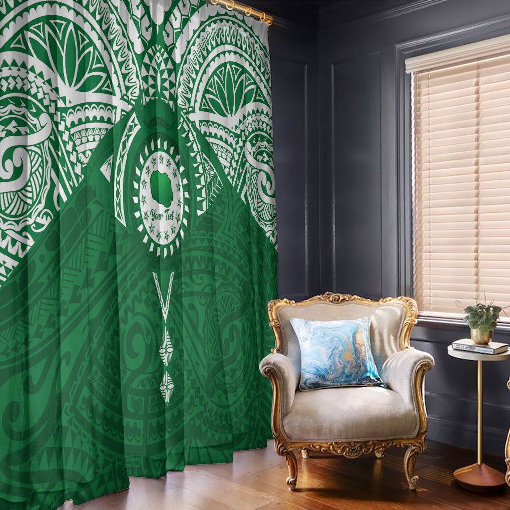 Personalised Cook Islands Rarotonga Window Curtain Map With Kuki Airani Manta Ray Tattoo LT14 - Polynesian Pride
