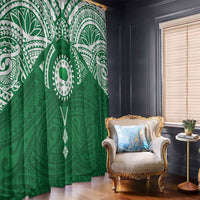 Personalised Cook Islands Rarotonga Window Curtain Map With Kuki Airani Manta Ray Tattoo LT14 - Polynesian Pride
