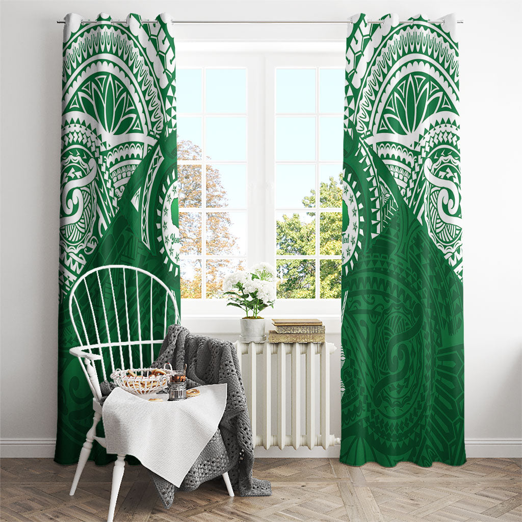 Personalised Cook Islands Rarotonga Window Curtain Map With Kuki Airani Manta Ray Tattoo LT14 - Polynesian Pride