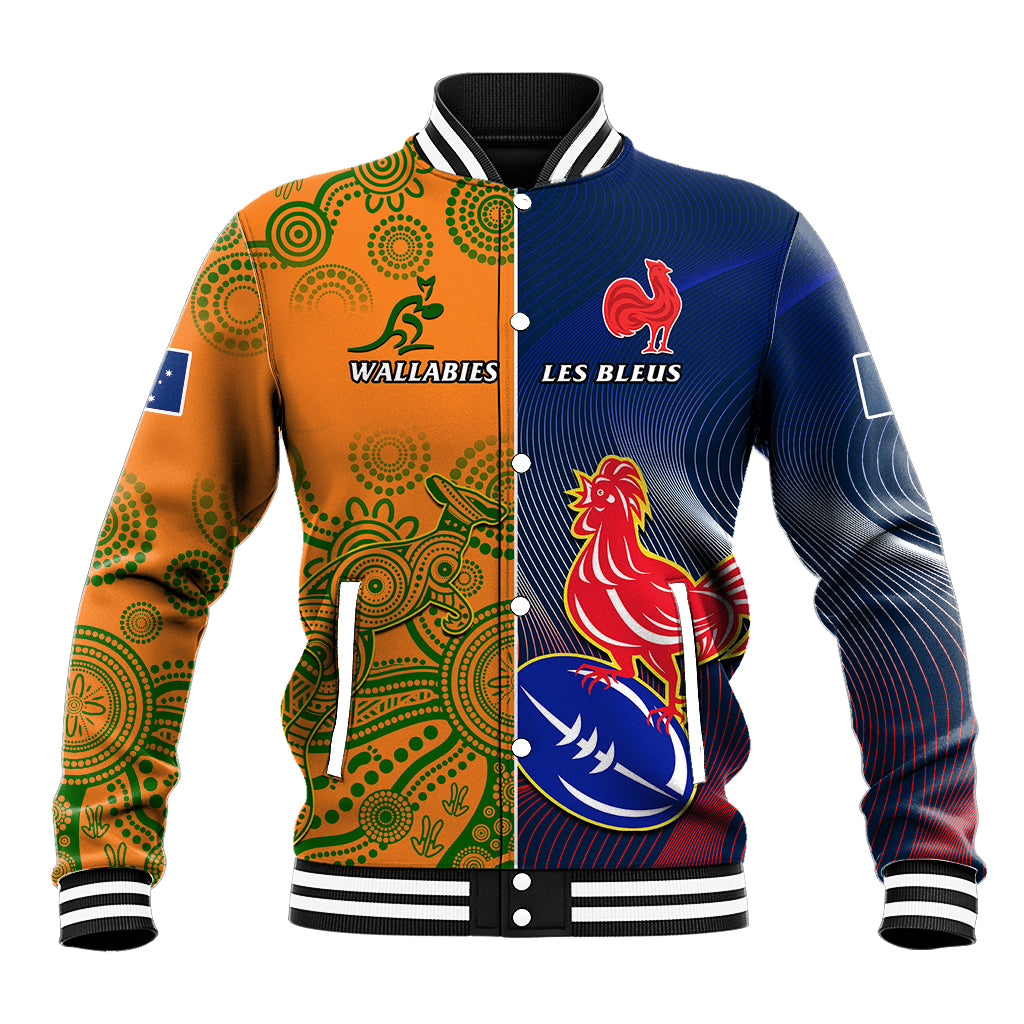 France And Australia Rugby Baseball Jacket 2023 World Cup Le Bleus Wallabies Together LT14 Unisex Gold - Polynesian Pride