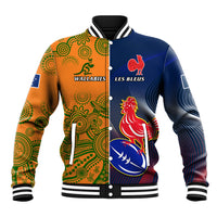 France And Australia Rugby Baseball Jacket 2023 World Cup Le Bleus Wallabies Together LT14 Unisex Gold - Polynesian Pride