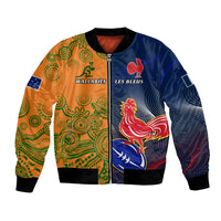 France And Australia Rugby Bomber Jacket 2023 World Cup Le Bleus Wallabies Together LT14 Unisex Gold - Polynesian Pride