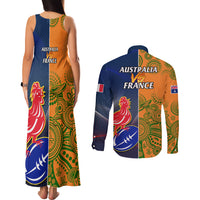 France And Australia Rugby Couples Matching Tank Maxi Dress and Long Sleeve Button Shirts 2023 World Cup Le Bleus Wallabies Together LT14 - Polynesian Pride