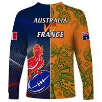France And Australia Rugby Long Sleeve Shirt 2023 World Cup Le Bleus Wallabies Together LT14 - Polynesian Pride