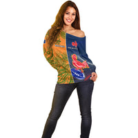 France And Australia Rugby Off Shoulder Sweater 2023 World Cup Le Bleus Wallabies Together LT14 - Polynesian Pride