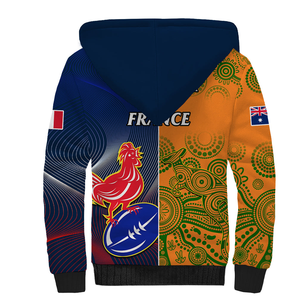 France And Australia Rugby Sherpa Hoodie 2023 World Cup Le Bleus Wallabies Together LT14 - Polynesian Pride